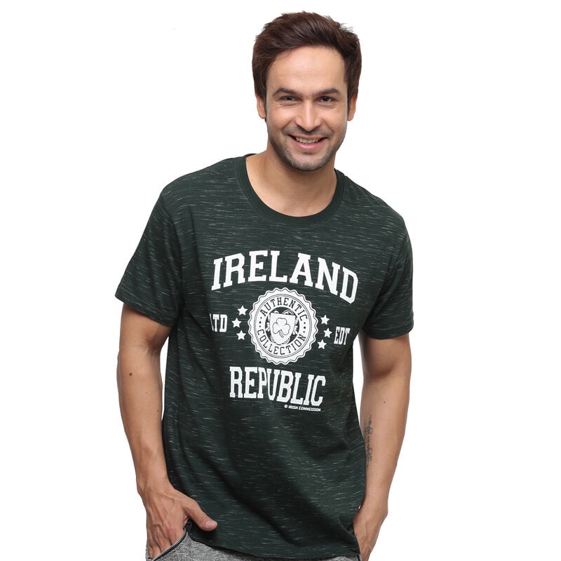 T-Shirt With Ireland Republic LTD EDT Varsity Shield  Forest Green Colour
