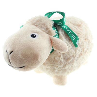 White Sheep Soft Toy With Green Ireland Ribbon