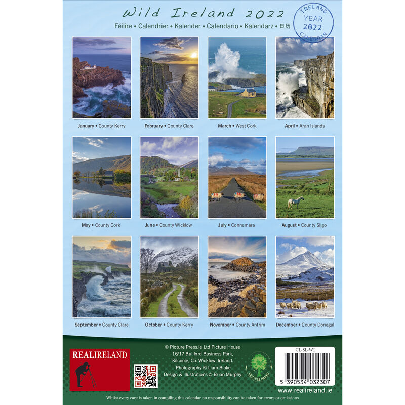 A5 Wild Ireland Scenic Views 2021 Calendar Photographer Liam Blake