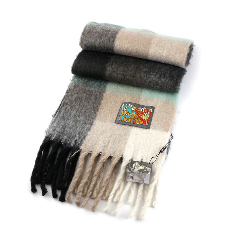 Celtic Ore Authentic Irish Soft Check Scarf  Grey and Green Colour