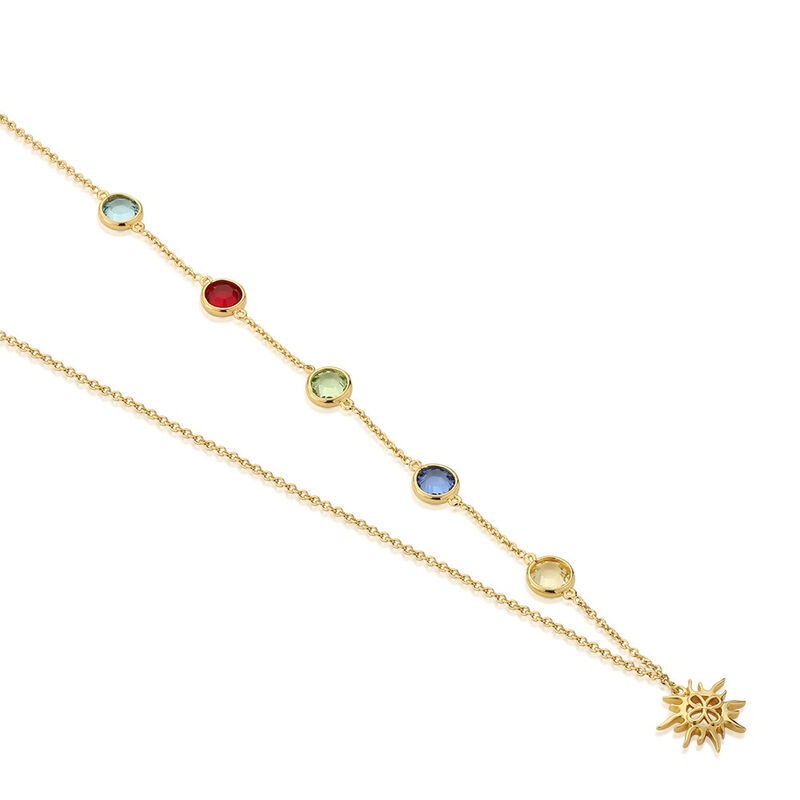 Gold Plated Amy Huberman Newbridge Silverware Necklace With Multi Coloured Stones
