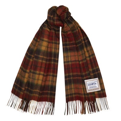 Heritage Traditions Antique Buchanan Wool Scarf With Red  Green and Beige Tartan Des.