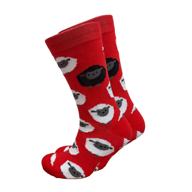 Red Festive All-Over Sheep Print Socks