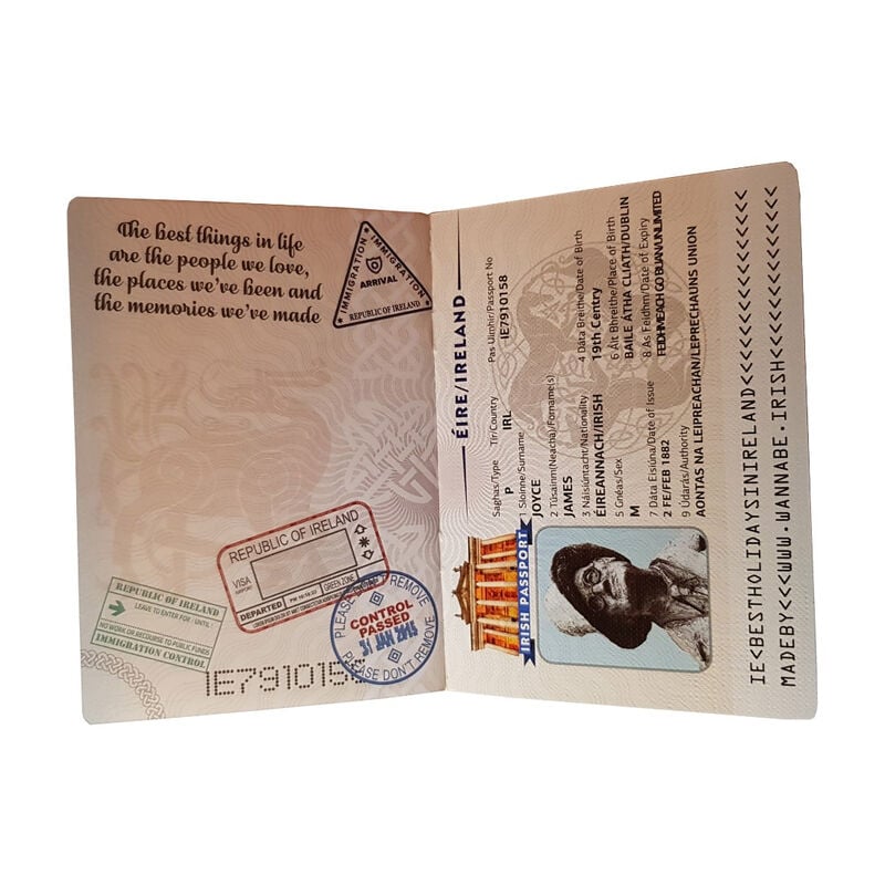 Funny Irish Tourist Passport With Irish Landmarks  Phrases And Symbols