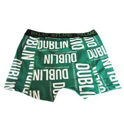 Men's Ireland Boxer Shorts With Dublin Design Text  Green Colour
