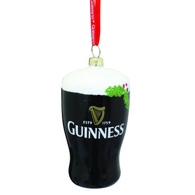 Guinness Christmas Plastic Pint-Shaped Bauble With A Red Ribbon