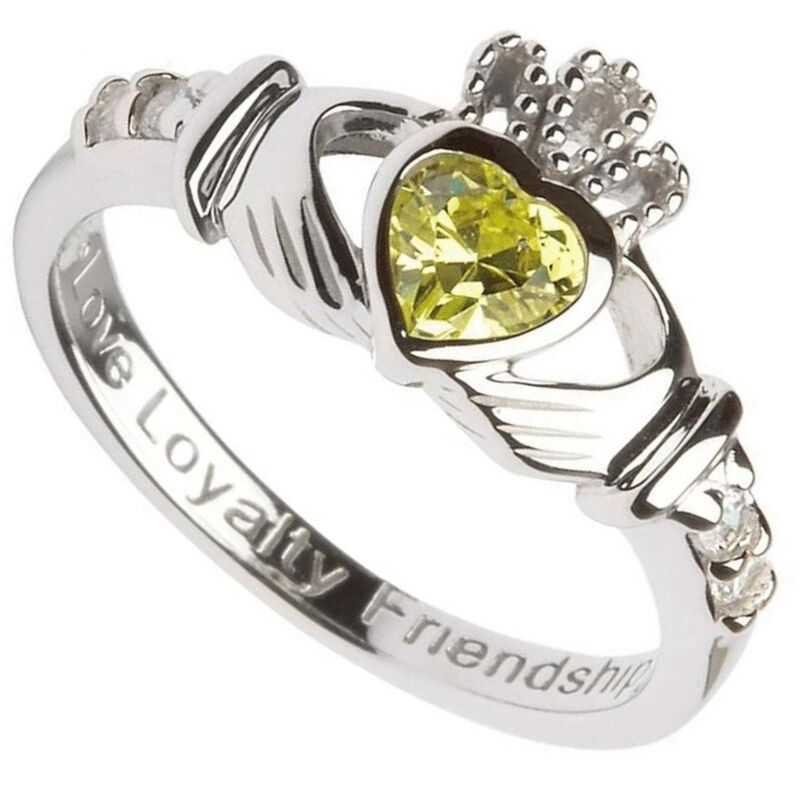 Hallmarked Sterling Silver Claddagh August Birthstone Ring