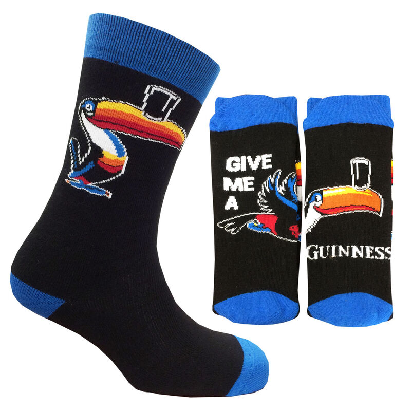 Flying Toucan Designed Guinness Novelty Socks  Black And Blue Colour