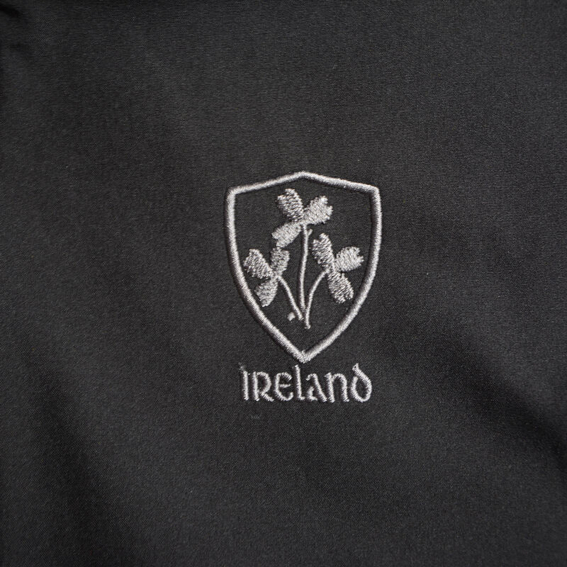 Black Ireland Soft Shell Jacket With Grey Trim And Shamrock Crest
