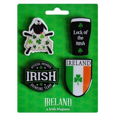 4 Pack Of Magnets Irish Tri Colour  Irish Drinking Team Member  Pint And Sheep