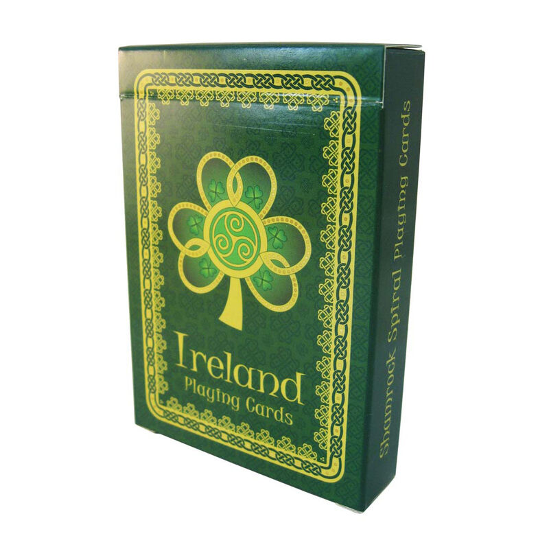 Shamrock Spiral Ireland Playing Cards With A Green Celtic Design