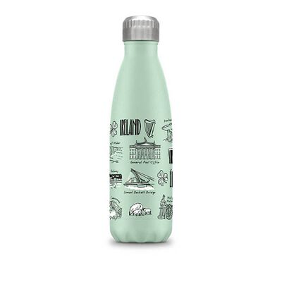 Mint Green Thermal Water Bottle With Ireland Printed Design
