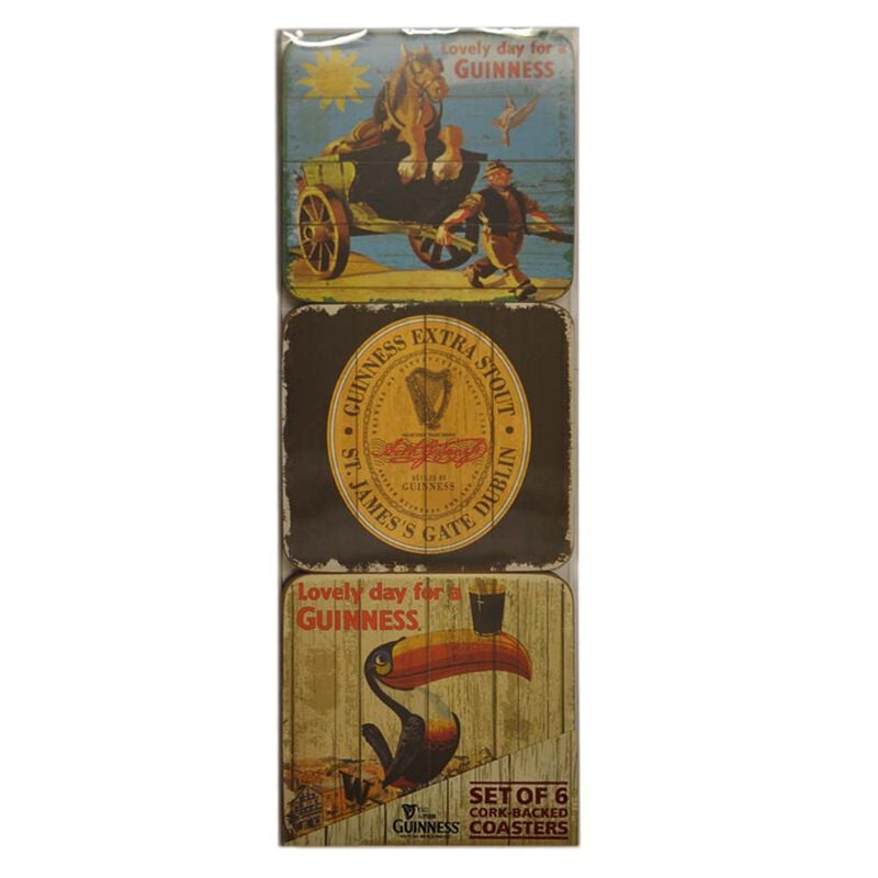 Nostalgic 6 Pack Of Coaster With Famous Guinness Images And Icons