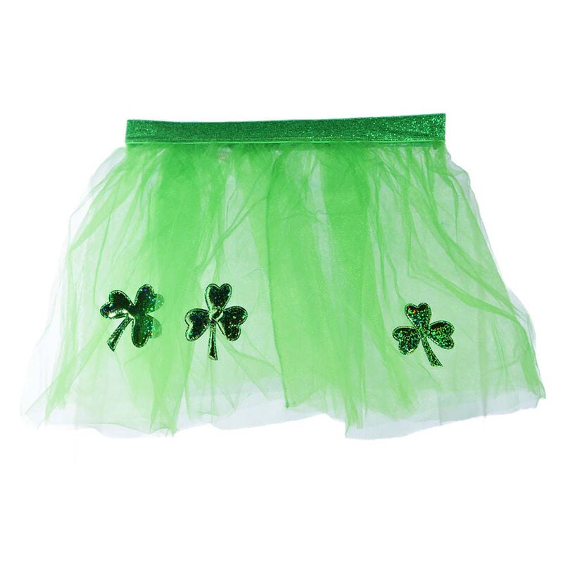 Green Tutu With Glittery Shamrock Design With Sparkly Green Elastic Waist