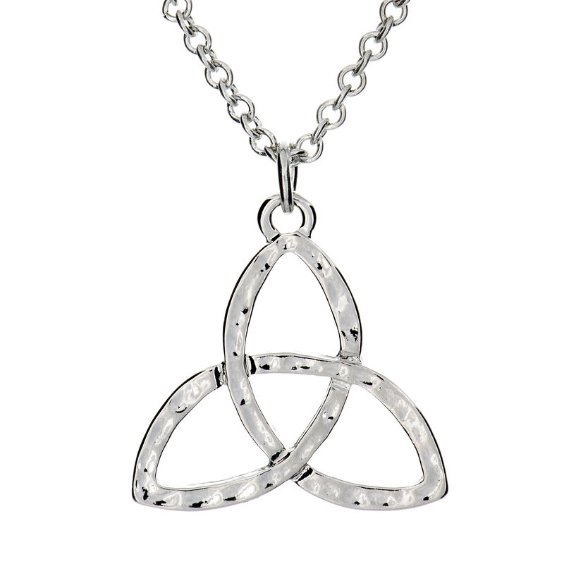 Silver Plated Carrick Silverware Trinity Knot Pendant With Hammered Effect Design