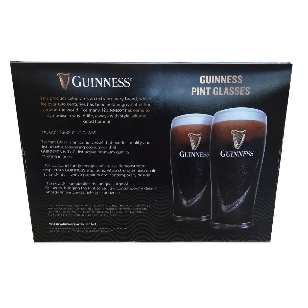 Pair of Guinness Pint Beer Glasses Gold Harp Logo Beer Glass Set of 2 –  Blackstar Assets