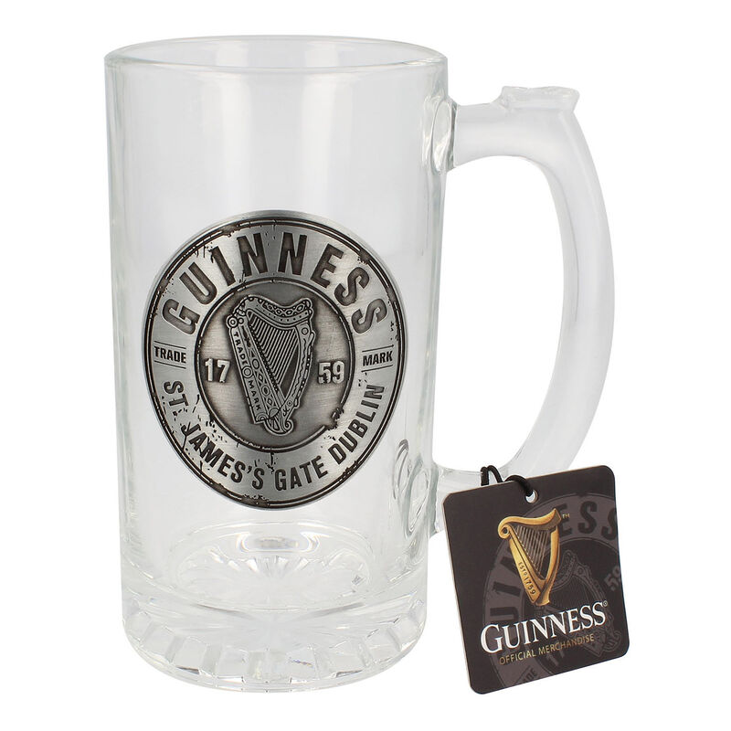 Guinness Glass Tankard With Pewter Logo