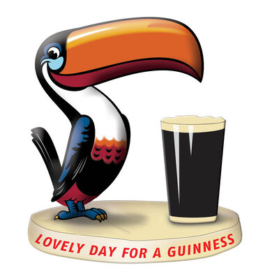 Official Guinness Resin Figurine With Toucan And Pint Glass Design