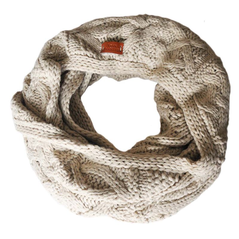 Aran Traditions Knitted Style Cable Design Snood  Oatmeal Colour