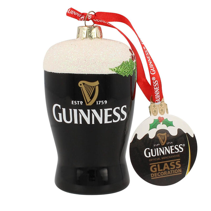 Guinness Christmas Plastic Pint-Shaped Bauble With A Red Ribbon