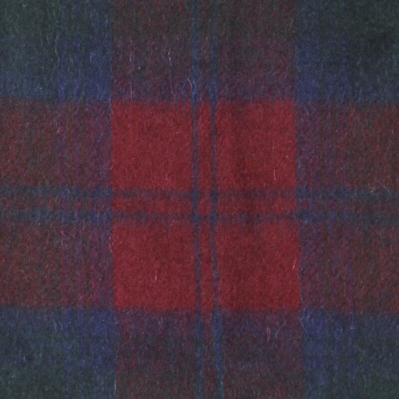Celtic Irish Wool Scarf With Burgundy  Red and Blue Tartan Design