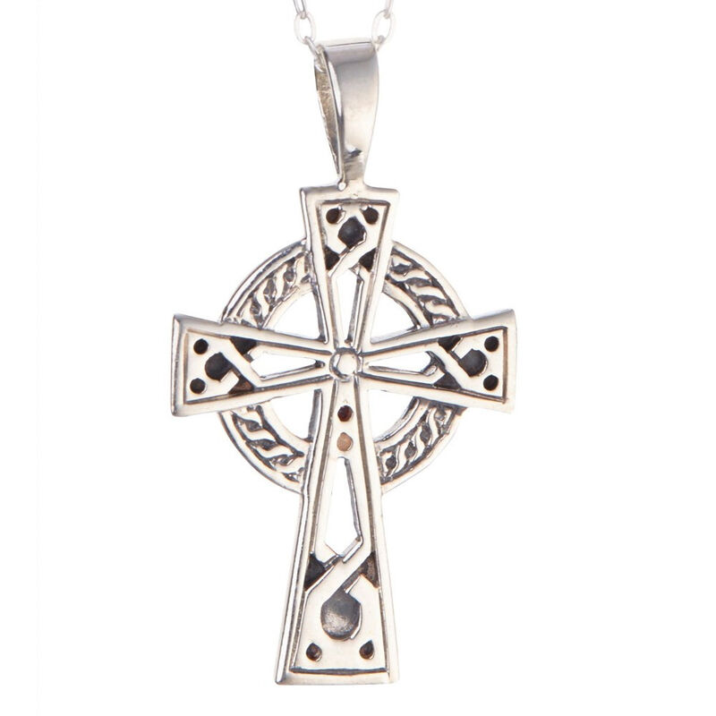 Hallmarked Sterling Silver Celtic Cross Designed Pendant On A Chain