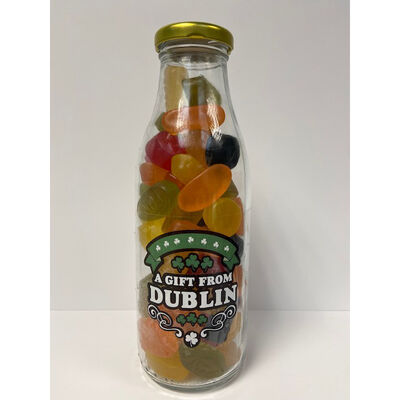 A Gift From Dublin Milk Bottle Full of Wine Gums Jelly Sweets