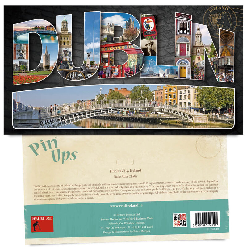 Pin Up Showing Famous Locations Across the City of Dublin  with Large Dublin Lettering