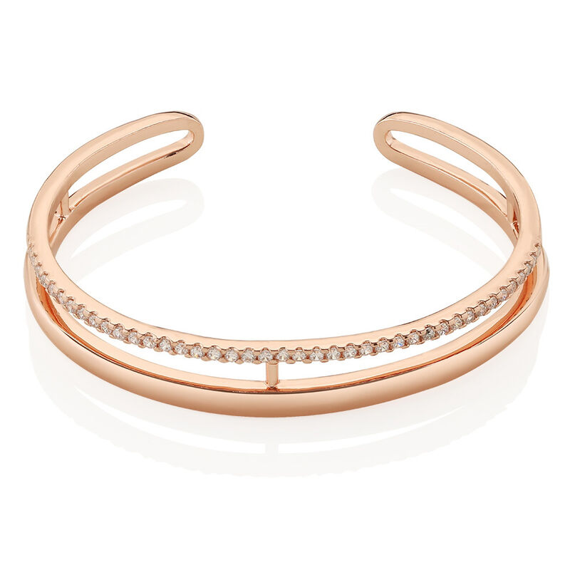 Newbridge Silverware Rose Gold Plated Bangle With Clear Stones