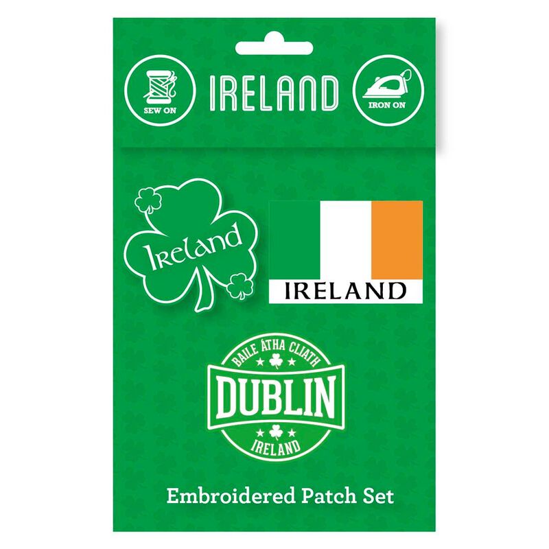Ireland Embroidered Patch Set Dublin Ireland Sew On Iron On  3-Pack