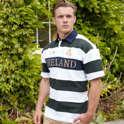 Ireland Rugby Shirt Short Sleeve Striped Green And White Colour