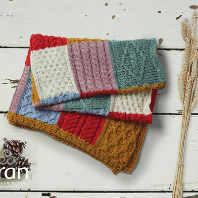 Wool Blanket with Traditional Intarsia Aran stitching pattern