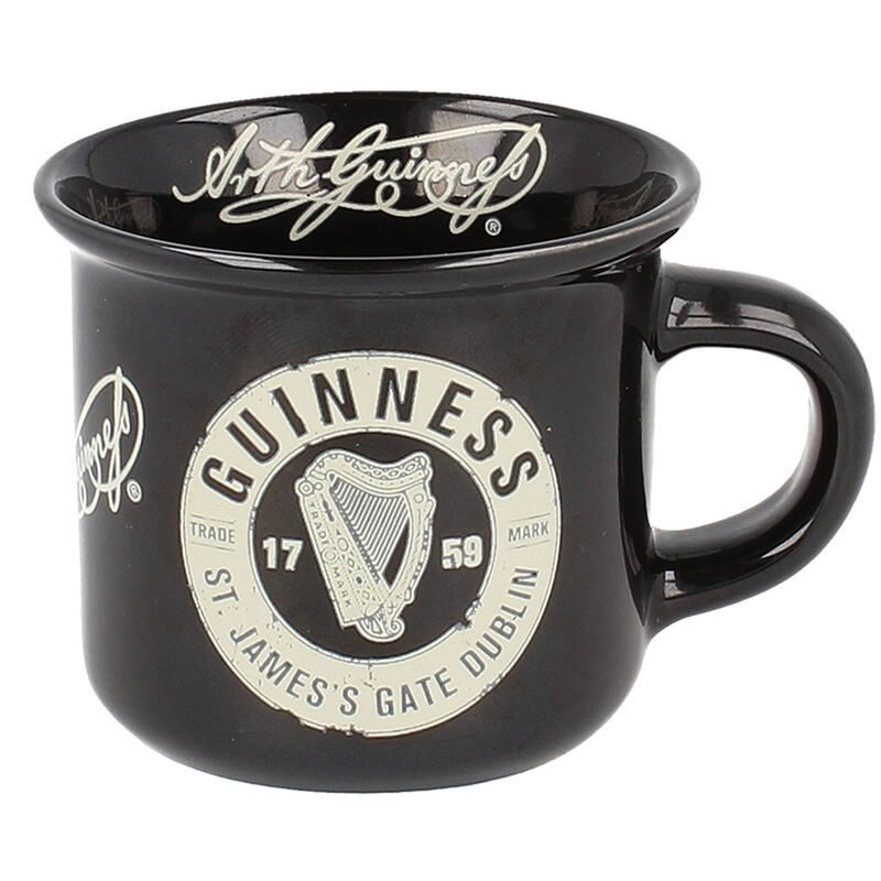 Ceramic Guinness Black Espresso Mug With St. James's Gate Label Design