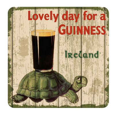 Nostalgic Guinness Coaster with Tortoise and Pint and Lovely Day For a Guinness Text