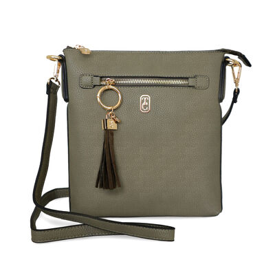 Tipperary Crystal The Chelsea Cross Body Pouch, Olive Colour