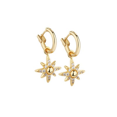 Gold Plated Amy Huberman Newbridge Silverware Star Earrings With Clear Cubic Zirconia