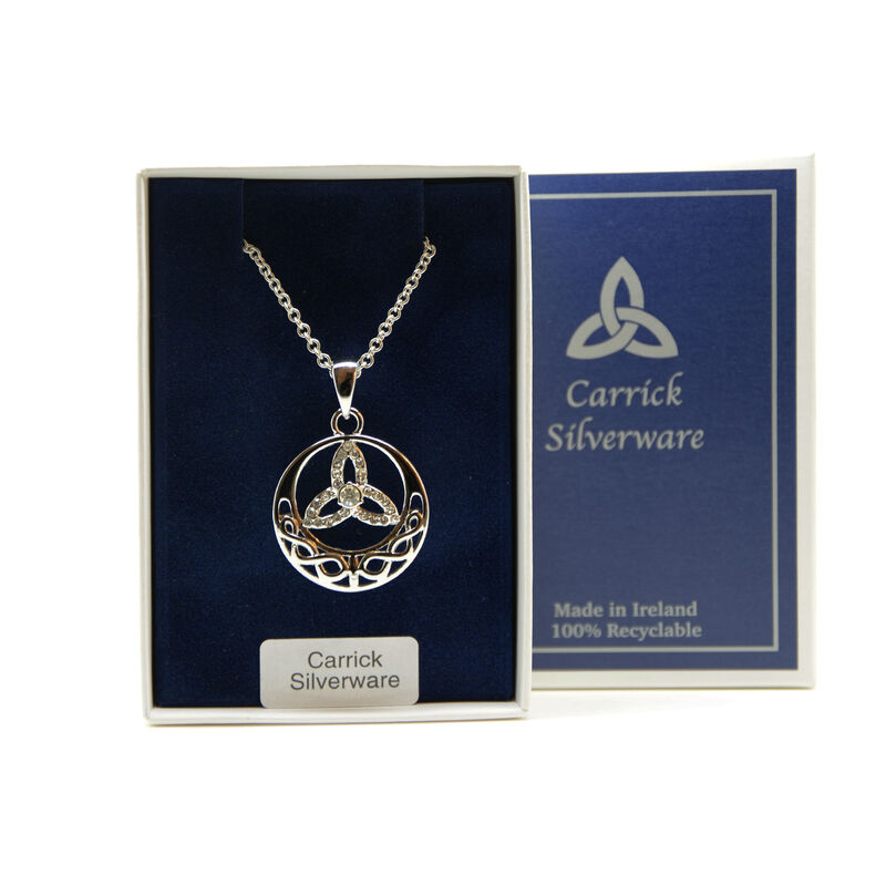 Silver Plated Carrick Silverware Celtic Knot in Filigree Circle Pendant