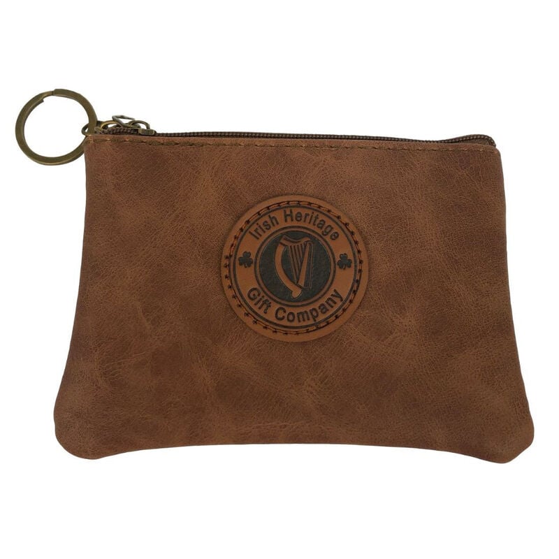 Irish Heritage Gift Company Coin Purse In Brown With Harp Seal Design