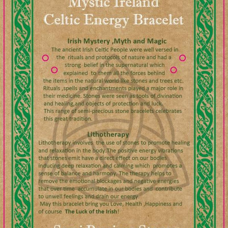 Mystic Ireland Rose Quartz Semi Precious Stone Celtic Energy Bracelet