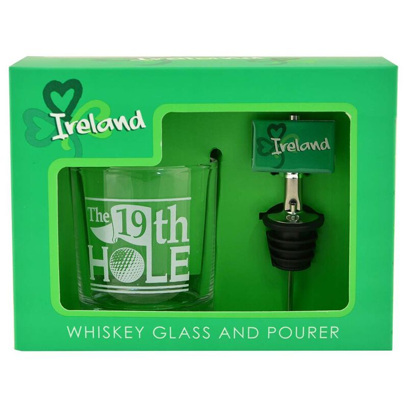 Ireland Golf The 19Th Hole Whiskey Tumbler Glass And Pourer Gift Set
