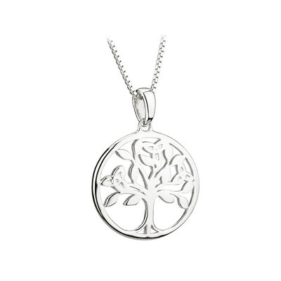 Hallmarked Sterling Silver Round Shaped Pendant with Tree of Life Design