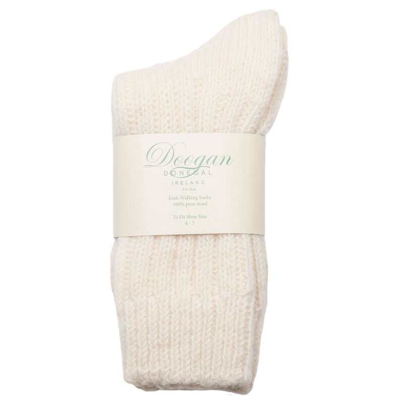 Doogan Donegal 100% Pure Wool Irish Walking Socks  Natural Colour