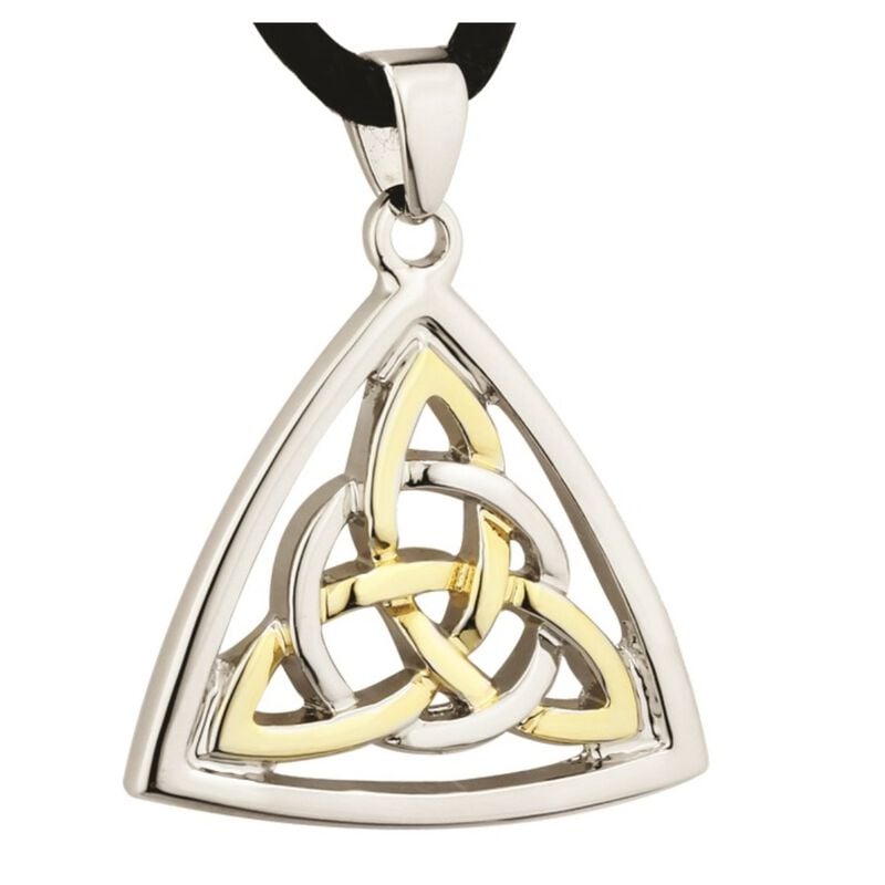 Two Tone Silver And Gold Celtic Trinity Knot Designed Pendant