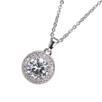 Newgrange Living Silver White Stone & Diamante Necklace