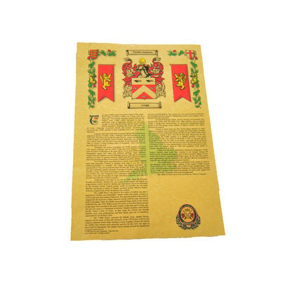 Heraldic Name Scroll With Family Coat Of Arms  The County Crest And Souvenir Title