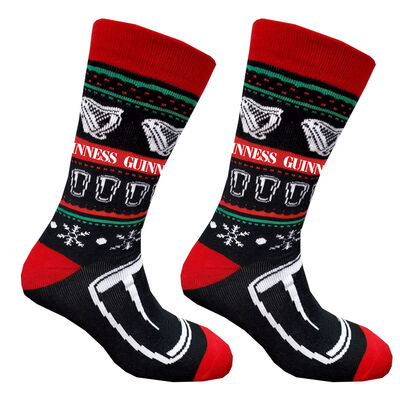 Guinness Christmas Red & Black Novelty Socks