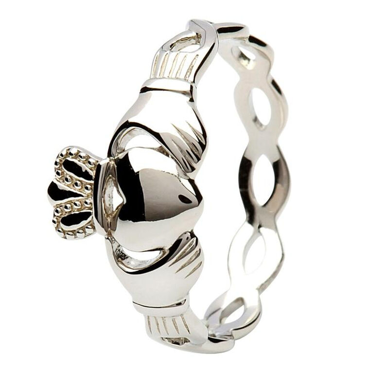 Hallmarked Sterling Silver Claddagh Ring With Intertwining Design
