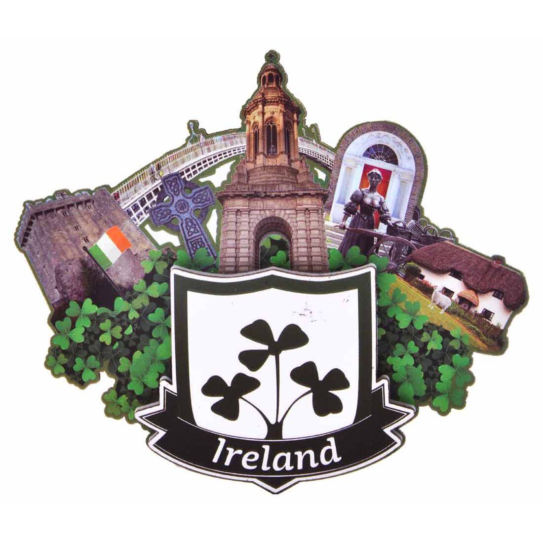ireland irish MAP OF IRELAND WITH SHAMROCK fridge magnet 