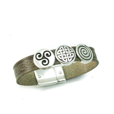 Lee River Aoife Cuff Celtic Cuff With 3 Charms  Green Colour 