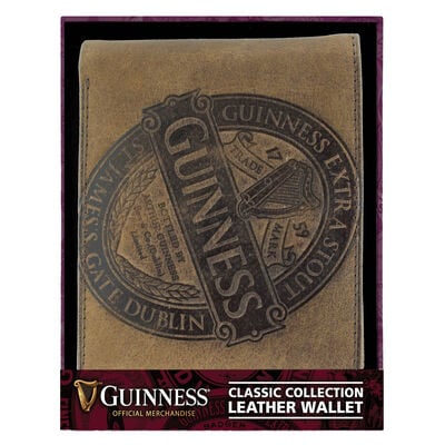 Guinness Brown Leather Wallet With Classic Collection Label Design